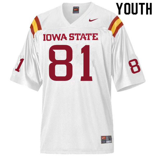 Iowa State Cyclones Youth #81 D'Shayne James Nike NCAA Authentic White College Stitched Football Jersey HT42D88FO
